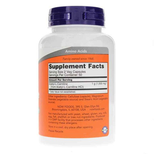 Acetyl-L-Carnitine 500 Mg, NOW